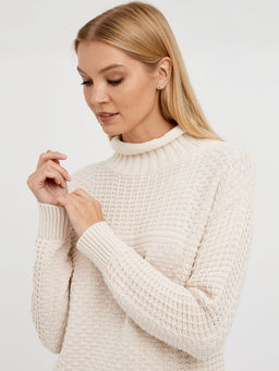 водолазка женская из хлопка с воротником стойкой и с рельефным узором - Glenfield фото 5