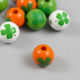 Цена за 2 шт. Бусины для творчества дерево «Клевер на шариках», набор 10 шт., d=1.6 см