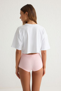 TRENDYOLMILLA Beyaz-Pembe 2li Paket Seamless/Dikissiz Kalpli Boxer Orme Kulot THMSS25KU00009  фото 3