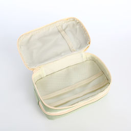 Косметичка-пенал на молнии с отделами, с прозрачным карманом, зелёная - Simaland фото 4