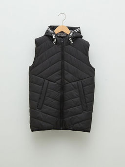 Kap??onlu Bask?l? Erkek ?ocuk ?i?me Yelek