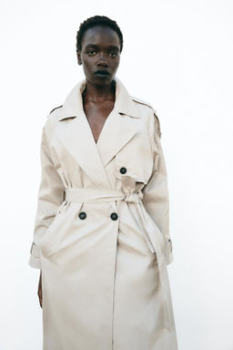 LONG DOUBLE-BREASTED TRENCH COAT WITH BELT - Zara фото 3