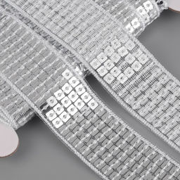 Лента декоративная с квадратными пайетками, 2.5 см, 9±0.5 м, цвет серебряный