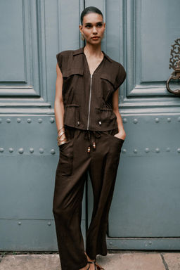 LINEN BLEND TROUSERS WITH BEADED DRAWSTRING - Zara фото 2