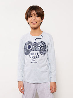 Bisiklet Yaka Bask?l? Uzun Kollu Erkek ?ocuk Pijama Tak?m? - Waikiki фото 3