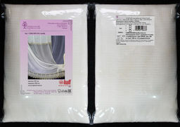 Готовые шторы арт. 12080/300/250/ламбр,тюль из благородной сетки с кружевом по низу, с ламбрекеном, цвет КРЕМ, шир. 300 см, выс. 250 см, на универсальной шторной ленте.