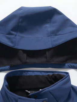 Ветровка женская софтшелл виндстоппер с капюшоном спортивная синего цвета 9616_1S