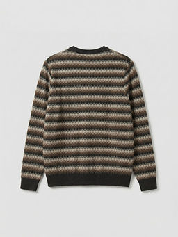 Bisiklet Yaka Desenli Erkek Triko Kazak