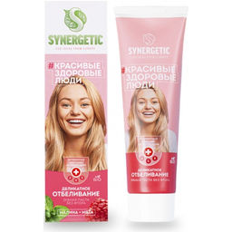 Зубная паста SYNERGETIC Деликатное отбеливание, 100 гр (Малина+Мята)