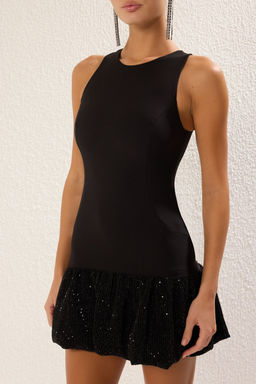 Siyah A-Kesim Balon Etek Dokuma K?sa S?k Abiye Gece Mezuniyet Elbisesi TPRSS25EL00266 - Trendyolmilla фото 5