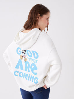 Mickey ve Arkada?lar? Bask?l? Uzun Kollu Oversize Kad?n Hoodie