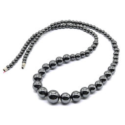 Колье из гематита шарики на увеличение 4-12мм, 52см
