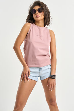 Топ трикотажный без рукавов из хлопка пыльный беж