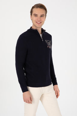 Erkek Slim Fit Yar_m Fermuarl_ Lacivert Kazak - U.s. polo assn фото 3