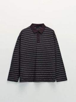 Джемпер с воротником поло в полоску / Zarina