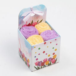 Салфетки махровые Этель. С 8 Марта, 4 шт., 30?30 см, 100% хлопок, фиолетовые/жёлтые