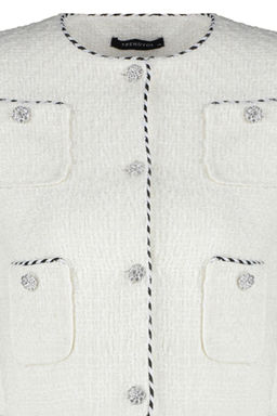 Limited Edition Ekru Crop Dokuma Ceket TWOAW24CE00122 - Trendyolmilla фото 8