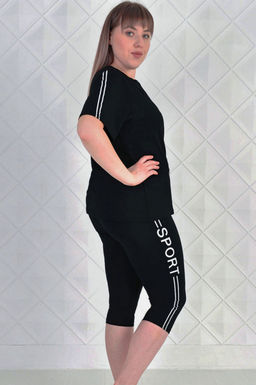 Арт. 5626 Костюм с велосипедками 50-58 (5 шт) Цвет:верх-черный,низ-черный