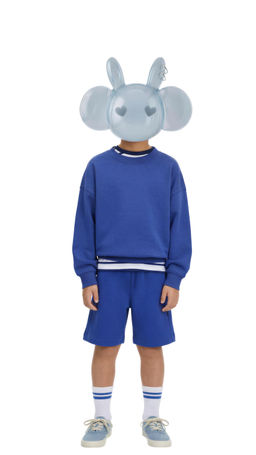 SUDADERA B?SICA TEXTO Y ETIQUETA / Azul?n
