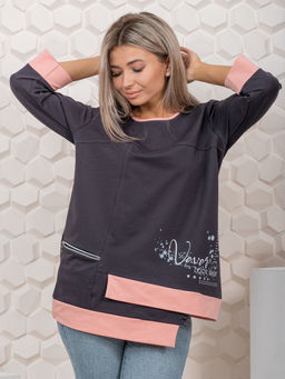 853 Туника "серый/пудра"