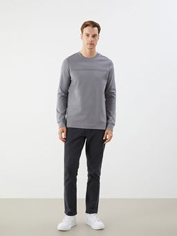 Bisiklet Yaka Bask?l? Erkek Sweatshirt