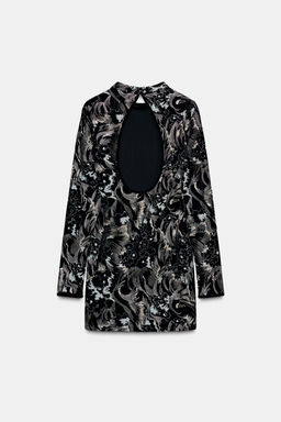 EMBROIDERED VELVET DRESS - Zara фото 4