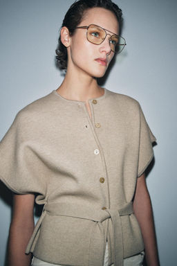 CARDIGAN WITH BELT AND SHORT SLEEVES - Zara фото 2