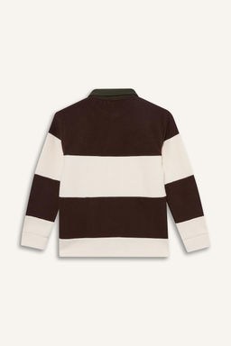 Erkek _ocuk Polo Yaka Renk Bloklu Sweatshirt - Defacto фото 5