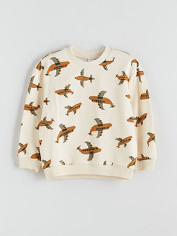 Bisiklet Yaka Bask?l? Erkek ?ocuk Sweatshirt ve E?ofman Alt 2li