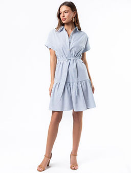 Платье из тонкого хлопка с фактурной полосой