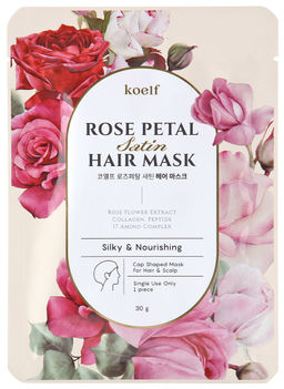 Koelf Rose Petal Satin Hair Mask 30g*1ea - Увлажняющая восстанавливающая маска-шапочка для волос с экстрактом розы
