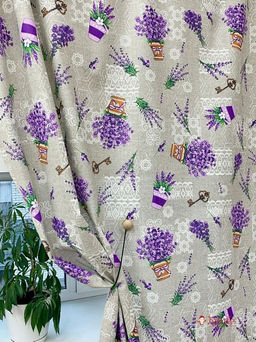 Рогожка Букеты лаванды в горшочках, ш.1.5м, хлопок-100%,160гр/м.кв - Купава фото 5