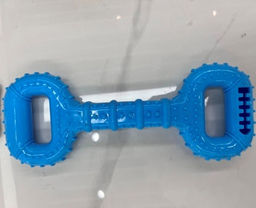 Игрушка жевательная для средних и крупных пород собак "Кость", цвет голубой, с пищалкой, 28*11см