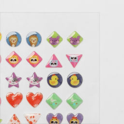 Цена за 2 шт. Серьги наклейки детские, пластик, улыбка, яркие, цветные - Qf фото 3