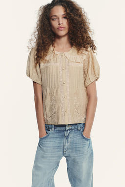 EMBROIDERED PETER PAN COLLAR SHIRT - Zara фото 5