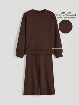 Bisiklet Yaka K?z ?ocuk Soft Touch Sweatshirt ve E?ofman Alt?