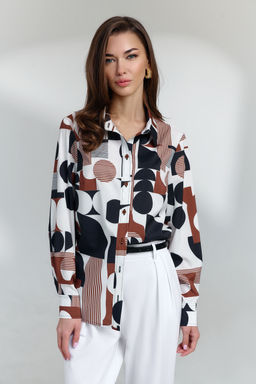 Блуза 0813 бежевый с черным