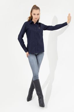 U. S. Polo Assn Женская базовая рубашка темно-синего цвета с длинным рукавом - U.s. polo assn фото 4