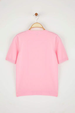Trendyolmilla Ekru Kalp Cut Out/Pencere Detayl? Tasl? Triko Bluz TWOSS25BZ00541