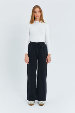 Siyah Cep Detayl? Kot Gorunumlu Wide Leg/Genis Paca Dokuma Pantolon TWOSS25PL00076