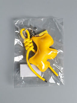 Брелок для ключей на карабине кожзам «Терьер», с узлом, жёлтый, на сумку, рюкзак, 14×8×1.2 см