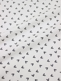 Плательный хлопок Сердечки на белом ш.1.5м, хлопок-100%, 115гр/м.кв