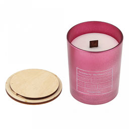 Свеча "Вирджиния-1" д7,5см, h9см, ароматизированная, парафин, в стекле, с крышкой, деревянный фитиль, время горения 36 часов, "Cranberry Marshmellow" (Россия)