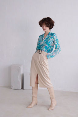 11551 Блуза с английским воротником бирюзовая - Martichelli фото 5