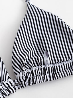 Купальник женский раздельный MINAKU Stripe, размер 48, чёрно-белый