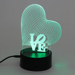Цена за 2 шт. Светильник ночник "3D-LOVE" на пластиковой подставке, с включателем USB