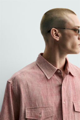 CAMISA RELAXED FIT EFECTO LAVADO / Rosa pastel - Zara фото 7