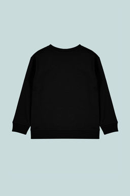 Siyah Unisex Duz Basic Orme Sweatshirt TKDAW25SW00000