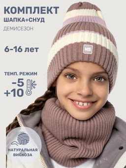 Комплект шапка и снуд 12м11225 розовый
