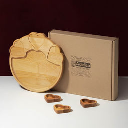 Набор посуды Adelica, менажница с 3 соусниками, 30×28×1.8 см, в подарочной коробке, дерево берёза